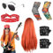 YOUYIKE Rocker Kostüm Herren,Herren Kostüm Rockstar,70er 80er 90er Jahre Outfit Herren Disco Kostüm, mit Punk Handschuhe Tattoo Ärmel Sonnenbrille Perücke Turban, Für Motto-Party Und Cosplay