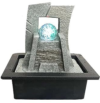 Fuente Jardin Exterior Grande Fuente de Mesa Fuente de Mesa Bola de Cristal LED Lucky Feng Shui Decoración del hogar Sonido de Agua Tranquila