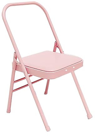 Pilates-Yoga-Stuhl, Iyengar-Hilfsstuhl, Yoga-Hilfsstuhl, rückenfrei, Yoga-Stuhl, rutschfest, stabil, langlebig, mit rutschfesten Fußbezügen (Rosa, Blau, Lila),Pink-Routine