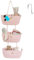 XQZMD Hanging Organiser Wall Organiser, 3-Tier Wall-Mounted Organiser Storage Baskets Made of Cotton Rope Woven with Hooks for Wall, Living Room, Bathroom, Kitchen and Bedroom (Pink)