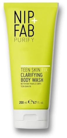Nip+Fab Teen Skin Fix Clarifying Body Wash with Salicylic Acid & Wasabi Extract for Skin Purifying and Redness Reducing, 200 ml