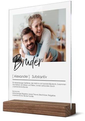 CHRISCK design Acrylglasbild Definition mit Fotodruck - Persönliches Geschenk für Bruder zum Geburtstag - Foto Bild personalisiert für Brüder - Glasfoto Wandbild Geschwister