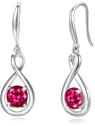 FANCIME Infinity Geburtsstein Ohrringe Hängend für Damen Sterling Silber | vergoldet Unendlichkeit Edelstein Baumelnde Ohrringe feiner Schmuck Weihnachten Jubiläums Geburtstag Geschenke für Frau Mama