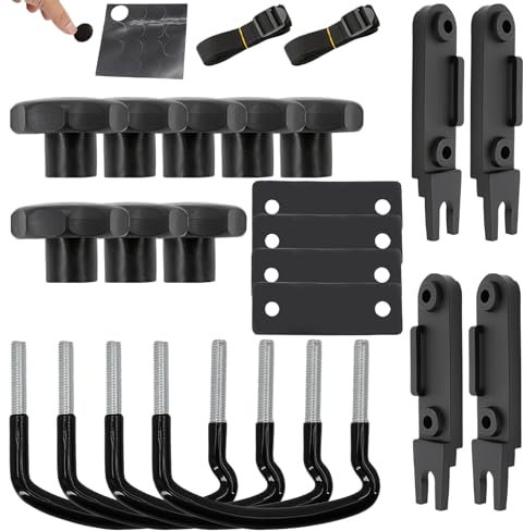 Fixation de coffre de toit en U, 4 jeux de supports de coffre de toit, pinces à boulons en U de 85 mm avec 8 écrous de sécurité et 2 bandages autocollants ronds, boulons en U universels pour supports