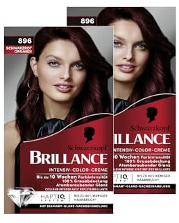 Brillance Intensiv-Color-Creme 896 Schwarzrot Organdi (2x 160 ml), dauerhafte Haarfarbe mit Diamant-Glanz und Pflege-Conditioner, für 10 Wochen Farbintensität