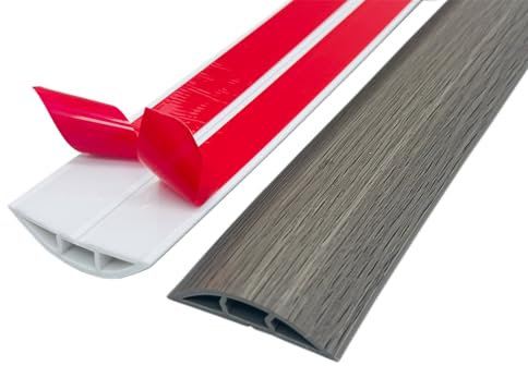 ZZLQIAN Goulotte Passe Cable Sol | Protege Canal De CâBle Flexible | Autocollante | Gestion Et Masquage De CâBles Simples | pour Bureau Maison (Grain de Bois D, 1,5 M)