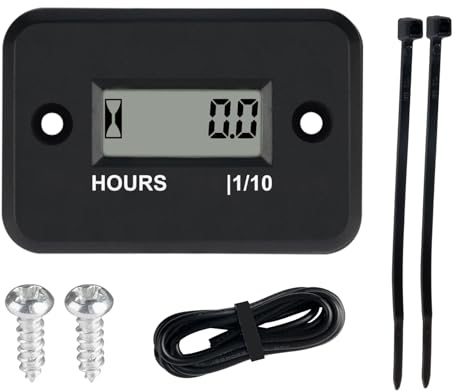 NInE-ROnG Compteur d'Heures IP68 pour Tracteur Tondeuse Essence, Noir