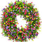 TüRkranz FrüHling, 40CM Türkranz Mit Grünen Eukalyptusblättern, Künstliche Wildblumen-Girlande, Dekorative Mehrzweck-Girlande, Bunte Frühlings Sommer Girlande Für Türen, Haustür, Frühlings Sommer Kran