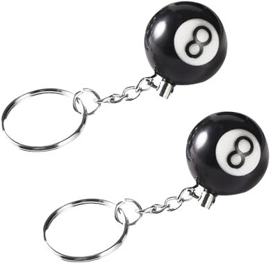 Bohue 2 Stück kleine schwarze Billard-Schmuck-Tischkugel-Schlüsselanhänger, Billardkugel-Schlüsselanhänger, kreativer Charm-Schlüsselanhänger, Geschenk für Billard-Liebhaber, Schwarz , One size
