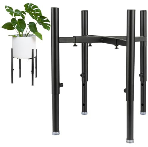 AILUYA Support de plantes réglable, support de fleurs moderne, support de fleurs en métal noir pour intérieur et extérieur, support de pot de fleurs pour pot de fleurs de 15 à 28 cm