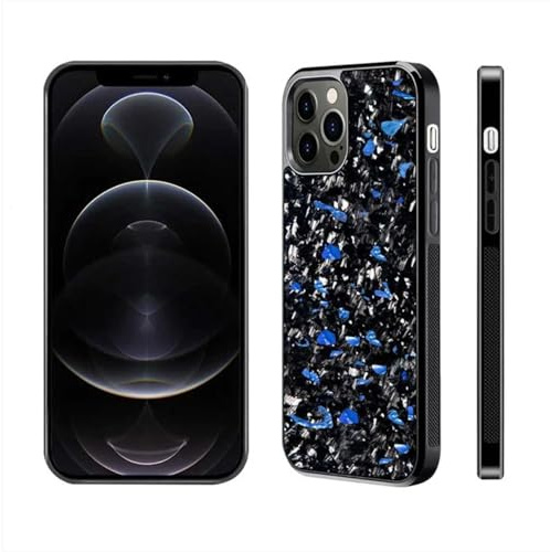 Exawo Carbon Handyhülle kompatibel mit iPhone (Blau, iPhone 14 Pro)