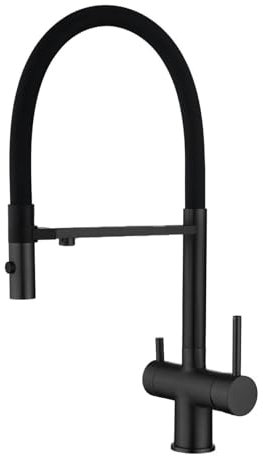 Grifo de cocina moderno de latón dorado cepillado con diseño de filtración de agua, control dual de frío y grifo de cocina de succión magnética (Size : Matte Black 02)