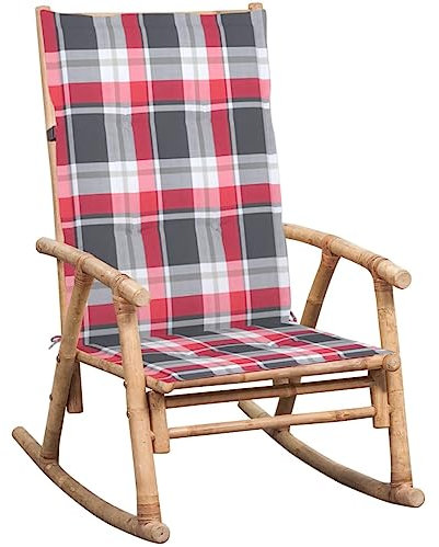 CIADAZ Schaukelstuhl mit Auflage, Gartenmöbel, Gartenstuhl, Gartensessel, Lounge-Sessel, Terrassenstuhl, Outdoor Chair, Bambus