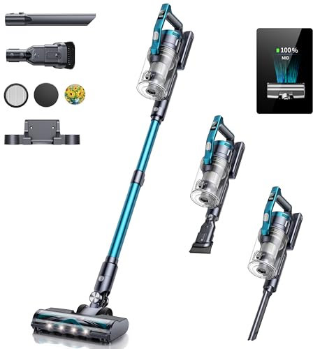 BuTure VAC VC60 Aspiradora sin Cable, 38KPA/450W Aspirador Potente, Autonomía de 55 Minutos con Display OLED Animado y Tableta de Fragancia, para Suelos, Alfombras y Pelo de Mascotas