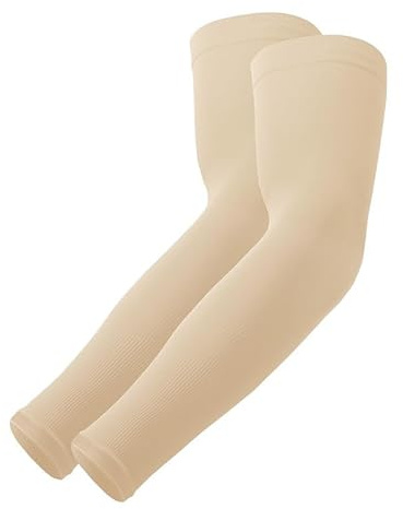 TRENDMALLS Manicotti per braccio, raffreddamento, protezione solare UV, compressione sportiva per uomo/donna/bambino, Beige, Taglia unica