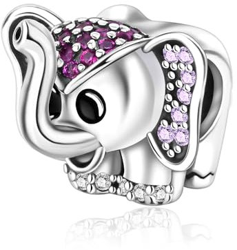 Lkwidi Charme Elefant Charms Anhänger 925 Sterling Silber Charm Pendant für Europäische Armbänder und Halsketten