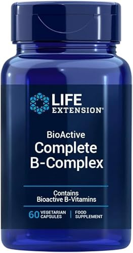 Life Extension - BioActive Complete B-Complex 60 Kapseln - Vollspektrum B-Vitamin-Komplex für Energie & Stoffwechsel, Gehirn- & Zellgesundheit