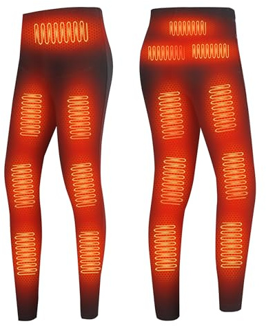 Heated Pants for Men Women, 16 Zones Electric Heating Long Johns Thermal Underwear Legging for Hunting, Motorcycle,L,Women