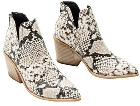 Holibanna Stivali Corti a Punta Con Grosso Stivale Da Donna Alla Moda Tacchi Con Plateau Stivali Di Pelle Di Serpente Tacchi Piattaforma Per Le Donne Materiale Superiore: Microfibra
