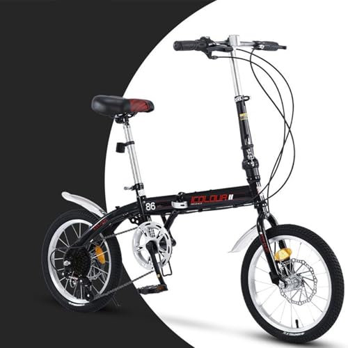 QXIWAOE Faltrad 6 Geschwindigkeit 16 Zoll High Carbon Stahl Ultra Licht Tragbare Fahrrad Kleine Neue