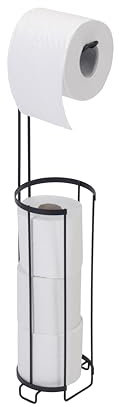 Croydex Free Standing Toilet Roll Holder - Matt Black Bathroom Storage Caddy - Holds 3 Spare Rolls - Simple and Practical Toilet Roll Storage Dispenser - Sleek Design for Any Bathroom