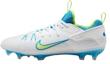 Nike Men's Huarache 9 Elite Low Lacrosse Cleats, White/Vivid Blue/Volt, 11.5 UK