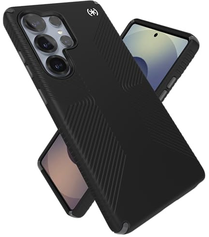 Speck Schutzhülle für Samsung Galaxy S25 Ultra – 3,5 m Fallschutz, rutschfeste Griffe, Samsung S25 Ultra Hülle, erhöhte Einfassung und verbesserte Tasten, Presidio 2 Grip, Schwarz/Schiefergrau (1