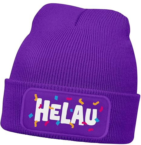 MoonWorks® Damen Beanie Patch Strickmütze Spruch Karneval Fasching Aufdruck Lustig Damenmütze