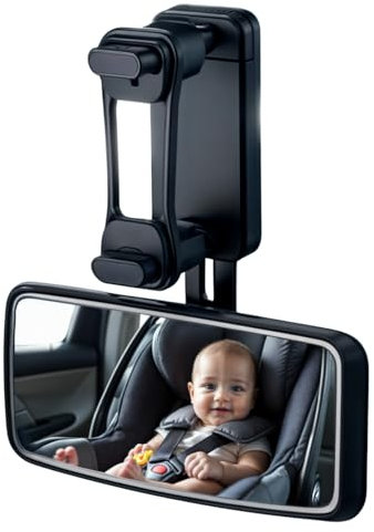 Preiswert&Gut Spiegel Auto Baby Rückbank – Innenspiegel Spiegelfläche ca. 11,5 x 5,5 cm - Zusatzspiegel mit Clipbefestigung – Autospiegel Baby Rücksitz aus Echtglas - Zubehör für Kindersitz 360 Grad