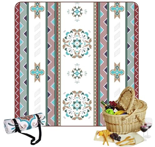 200x200 cm Picknickdecke Wasserdicht,Stranddecke Sandfrei, Durable | Foldable, Machine Washable Mat with Storage Bag - Ideal for Beach, Camping, BBQ & Family Outdoor Adventures.(Coffee Color)
