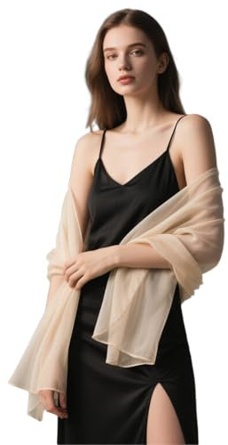 JEYORZY 1 Stück Stola für Abendkleid Seide Satin Schals und Tücher Elegante Hochzeits Schal Stola für Damen Festlich, Halstuch Chiffon Damen Chiffontücher Für Abend Party