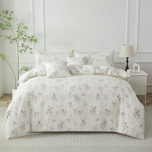 HMtideby Rose Duvet Cover Set King Microfiber Bedding Sets 3 pcs Gold Duvet Quilt Cover with 2 Matching Pillow Cases, King