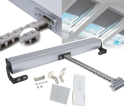 MJMLUCK Electric Window Opener Actuator (24V), Electric Window Opener Drive, Stroke: 300-1000 Mm, Double Chain/Low Noise, 400N Closing Force/Theft-Proof, with Remote Control + Switch,700mm