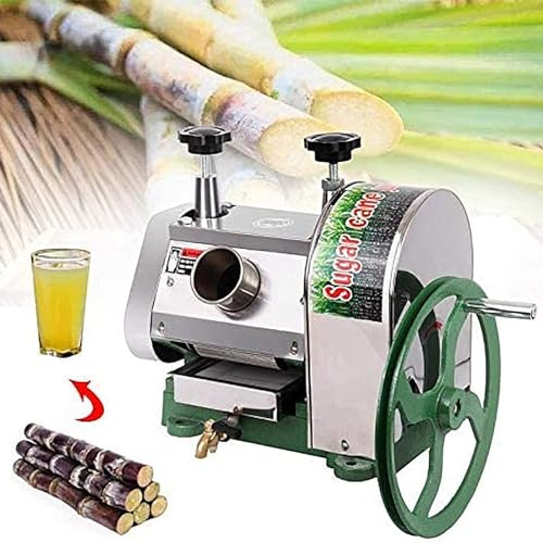 FLNOZAMZ Manual Sugar Cane Juicer Machine Stainless Steel Sugar Cane Juicer Press 110LBS Output per Hour with 2.5 Large Inlet, 3 Steel Rollers, Handwheel, Sugar Cane Juice Squeezer