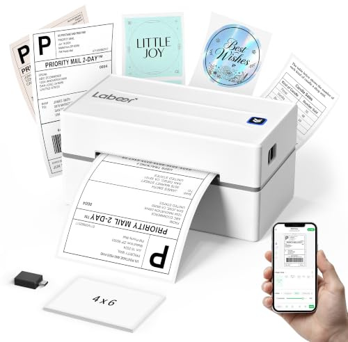 Labeer Bluetooth Thermal Shipping Label Printer, Wireless 4x6 Label Printer | For Home, Office, Warehouse, Factory, Online Sellers & Shipping, Compatible with iPhone, Android, Windows, Mac & Chromebook