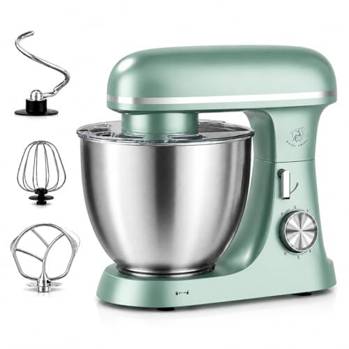 Royal Swiss Robot Pâtissier Professionnel- 2000W 8,5L Vert Menthe – Robot Cuisine Professionnel Planétaire – Pétrin Électrique Grande Capacité avec Bol Inox 304 – 6 Vitesses – Crochet, Fouet & Batteur