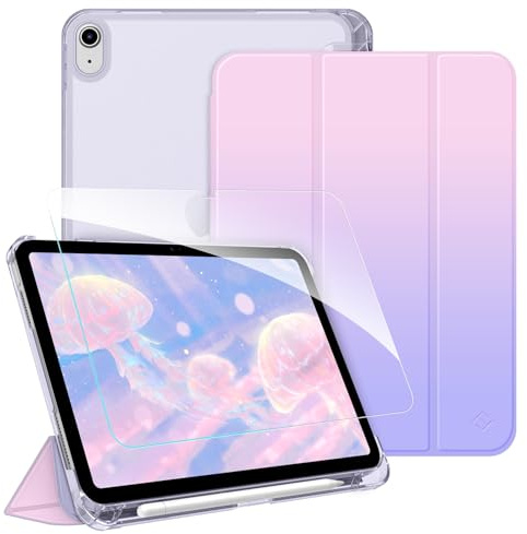 Fintie Funda para iPad de 11ª generación 2025 de 11 pulgadas, iPad de 10ª generación 2022 de 10,9 pulgadas con protector de pantalla - Funda trasera transparente ultrafina ligera con soporte para