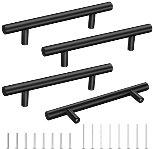Cheukka 4 Stück Möbelgriffe Edelstahl,128mm lochabstand Küchengriffe,Schwarz Schrankgriffe Edelstahl,Türgriffe,Schubladengriffe,Kleiderschrank Griffe,Küche Griffe Schwarz