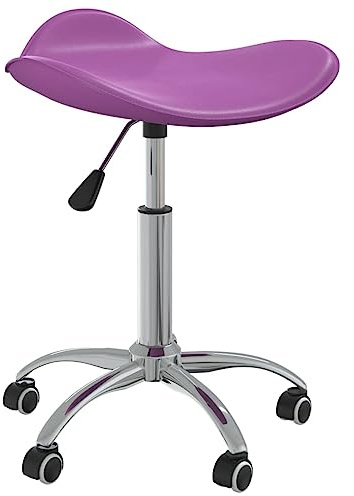 vidaXL Friseur Rollhocker Drehbar Höhenverstellbar Arbeitshocker Friseurhocker Drehhocker Praxishocker Kosmetikhocker Lila Kunstleder