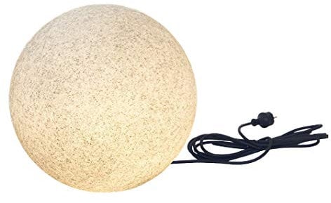 Trango 1er Set 200GB LED Kugel Granitstein-Optik Gartenkugel IP65 Kugelleuchte in 20cm Durchmesser incl. je 1x E27 LED Leuchtmittel mit je 5 Meter Kabel, Kugellampe, Gartenleuchte, Außenlampe