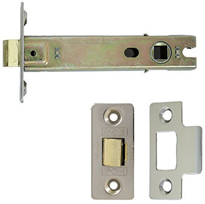 Satin Nickel Plated Fire Door Tubular Latch 100 mm Bolt-Through - CE Rated