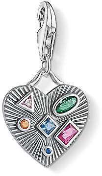 Thomas Sabo Damen Charm-Anhänger Herz farbige Steine 925 Sterling Silber 1806-318-7