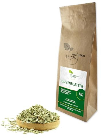 VITA IDEAL Vegan® OLIVEN - Blätter 300g geschnitten & getrocknet - Olea europaea - OLIVENBLÄTTER - Olivenbaumblätter Kräuter Tee & Aufguss, ohne Zusatzstoffe.