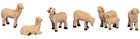 6 Stück Schafe Dekofiguren (H 2,5-4 cm)