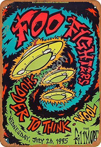 Henson foo fighters shudder to think wool vintage Tin Sign Logo 12 * 8 inches Advertising Eye-Catching Wall Decoration
