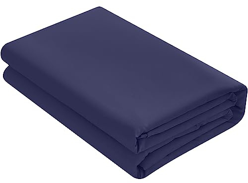 HOME ACE Non Iron Percale Flat Sheet Super King Bed Navy, 180 Thread Count 100% Poly Cotton Top Sheets Superking Bedding, Polycotton Navy Bed Sheet Superking Size Bed Cotton Flat Sheet