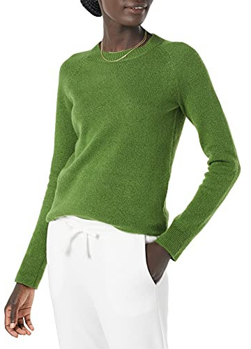 Amazon Essentials Maglione Girocollo a Maniche Lunghe Morbido al Tatto, vestibilità Classica Donna, Verde, XS
