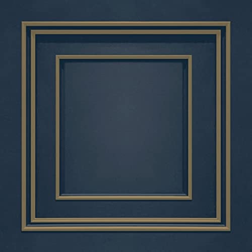 Belgravia Decor Amara Panel Navy Gold Wallpaper GB7385 - Italian Vinyl Wood