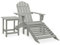 vidaXL Tannenholz Massiv Adirondack Gartenstuhl mit Fußstütze Tisch Deckchair Liegestuhl Gartenmöbel Sonnenliege Gartenstuhl Gartensessel Grau