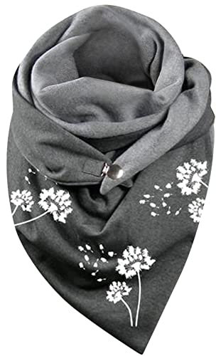Herbests Damen Dreieckschal Warme Schal mit Knopf Winter Baumwolle Warm Halstuch Scarf Poncho Herbstschal Soft Wrap übergroßer Winddicht Schal Dreieckstuch Große Weiche Damenschal FüR Frauen